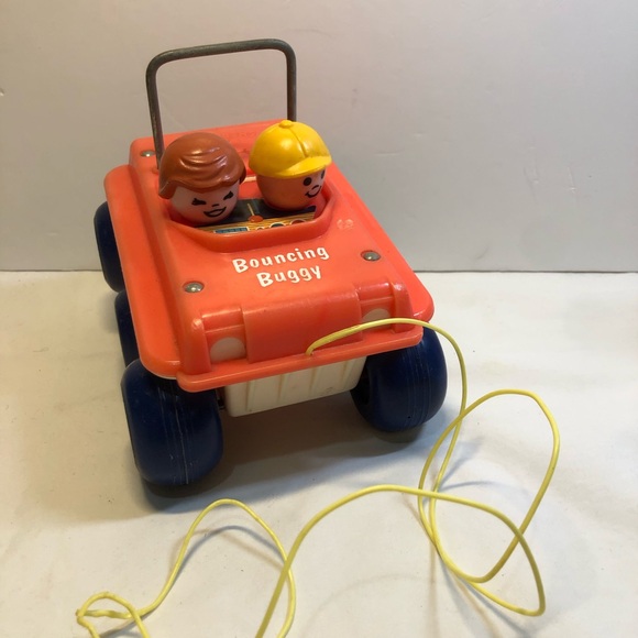 Fisher Price Bouncing Buggy 1973 Vintage Red White #122 Pull Toy Kids Made in US - Picture 12 of 12